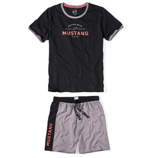 Pánske bavlnené pyžamo Bent - tričko + kraťasy MUSTANG Pánske bavlnené pyžamo Bent - tričko + kraťasy MUSTANG