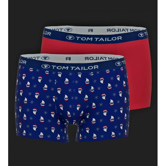 Vianočné dvojbalenie pánskych boxeriek (červená / modrá) TOM TAILOR Vianočné dvojbalenie pánskych boxeriek (červená / modrá) TOM TAILOR
