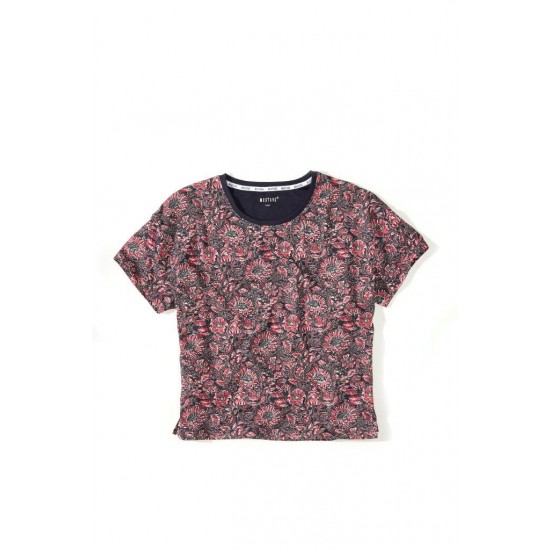 Dámske ružové tričko s kvetinovým vzorom INDIGO FLOWERS MUSTANG