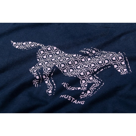Dámska modrá nočná košielka s potlačou koňa MUSTANG