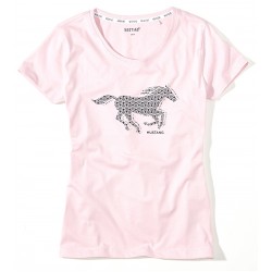 Dámske ružové tričko s potlačou koňa CIRCLE DOTS