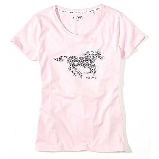 Dámske ružové tričko s potlačou koňa MUSTANG