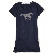 Dámska modrá nočná košielka s potlačou koňa CIRCLE DOTS