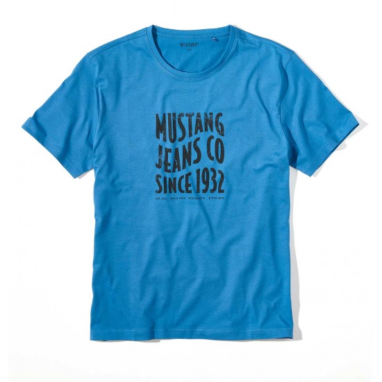 Svetlomodré tričko Mustang s nápisom “Jeans Co.” MUSTANG Svetlomodré tričko Mustang s nápisom “Jeans Co.” MUSTANG