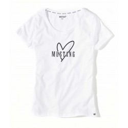 Dámske biele tričko s potlačou srdca JETTE Dámske biele tričko s potlačou srdca JETTE