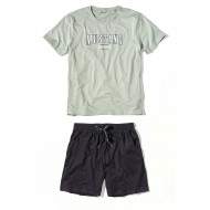 Pánske bavlnené pyžamo CLARK v zeleno-modrej  - tričko + kraťasy Pánske bavlnené pyžamo CLARK v zeleno-modrej  - tričko + kraťasy