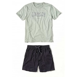 Pánske bavlnené pyžamo CLARK v zeleno-modrej  - tričko + kraťasy