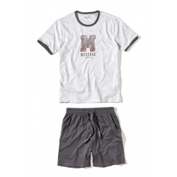 Pánske bavlnené pyžamo DON sivá/ šedá- tričko + kraťasy Pánske bavlnené pyžamo DON sivá/ šedá- tričko + kraťasy