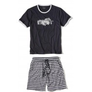 Pánske bavlnené pyžamo ILAN čierna/sivá- tričko + kraťasy