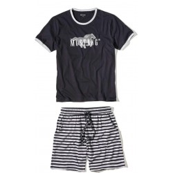 Pánske bavlnené pyžamo ILAN čierna/sivá- tričko + kraťasy Pánske bavlnené pyžamo ILAN čierna/sivá- tričko + kraťasy