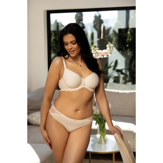 Krémová vystužená podprsenka s krajkou po obvode VIANIA